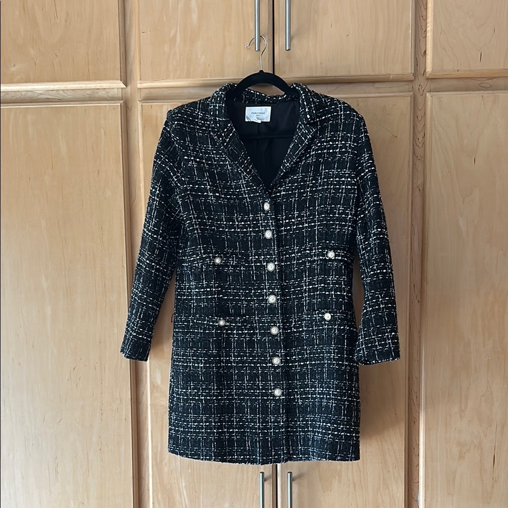 Pomander Place Black and White Tweed Blazer